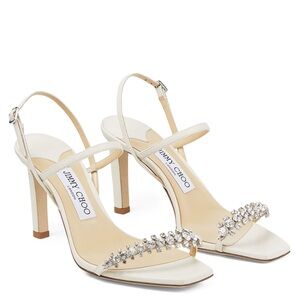 Jimmy Choo Meira 85 Embellished High Heel Sandals, Size 39.5 NEW in Box